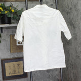 Officine Generale Palm Tree Camp Cuban Embroidered Shirt Ecru Off White S