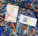 Belle Du Jour Floral Printed Lace Hem Tank Top Blouse With Scarf Blue / Multi M