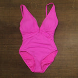 Bleu By Rod Beattie Womens Plunging V-Neck One-Piece Swimsuit Dahlia Pink 10