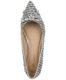 On 34th Womens Millee Embellished Bow Flats 10019810900 Silver Tweed Gray 5M