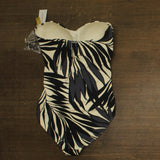 Anne Cole Front Shirred Bandeau One-Piece Swimsuit Palm Chic Black Multi 14