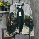 Woolrich X TGT Full Zip Fleece High Neck Sweater Jacket Tan Brown Multi L