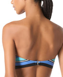 Michael Michael Kors Womens Ring Bandeau Bikini Swim Top MM78289 Black Multi L