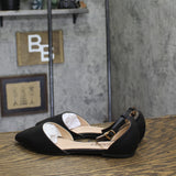 Journee Collection Reba Buckle Pointed Toe Ballet Flats REBA-WD Black 7.5W