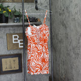 Women's Mini Cover-Up Dress with Front Tie White Sand Orange Multi M