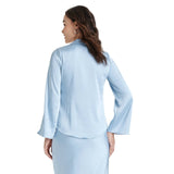 A New Day Womens Long Sleeve Satin Tie Blouse 93013919 Light Blue L