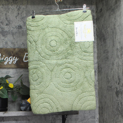 Knights Bridge Circles 100% Soft Plush Cotton Bath Rug Sage Green 17x24