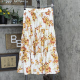 LC Lauren Conrad Womens Woven Elastic Waist Maxi Skirt White Multi S