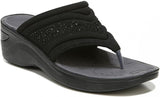 Bzees Womens Dazzle Me Embellished Wedge Thong Sandals H6819F1 Black 7M