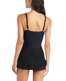 Beyond Control Womens Grommet-Detail Square-Neck Swim Dress Black 6