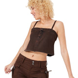 Wild Fable Womens Reworked Cropped Denim Tank Top 90632768 Brown XL