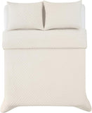 Royal Velvet Diamond Velvet Quilt Set with Shams QS5622IVKG-2600 Ivory King