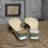 BCBG Womens Vintage Slip On Block Heel Sandals 1673c1546c6101 Mint Green 6B