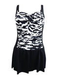 Swim Solutions Tummy Control Twist One Piece Swimsuit Feral Stripes Black 20W