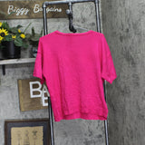 Sam & Jess Womens Short-Sleeve Embellished Sweater TA93148768AS Electric Pink M