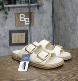 Universal Thread Womens Collin Bone Double Buckle Footbed Sandals Off White 12M
