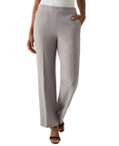 Kasper Straight Leg Pocketed Pull On Elastic Back Trouser Pants Pebble Gray L