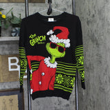 The Grinch Long Sleeve Ugly Christmas Knit Sweater Black Multi L