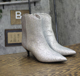 On 34th Womens Aatira Tulip Booties 10019682200 Silver Glitter Gray 7M