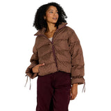 Wild Fable Bow Puffer Gingham Jacket 94658830 Brown Check M