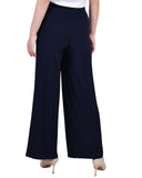 Ny Collection Womens Petite Mid Rise Pull On Wide-Leg Palazzo Pants Navy Blue SP