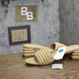 A New Day Fay Raffia Block Heel Slide Sandals 94834807 Natural Brown 9M