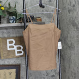 State Of Day Sleeveless Pajama Shirt Top Linen Blend Natural Umber Brown M