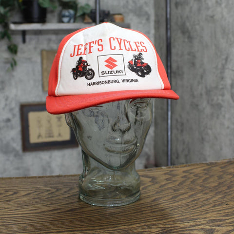 Mens Suzuki Cycles Virginia Vintage All Foam Trucker Hat Red / White OS