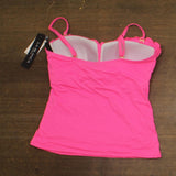 La Blanca Island Goddess Ruffled Bandeau Tankini Swimsuit Top Bright Pink 12