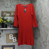 Jessica Howard Womens Cable-Knit Fit Flare Sweater Dress JH3M4915 Flare Red XL
