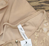 Ny Collection Womens Petites Keyhole Lace Trim Blouse Shirt Top Doeskin Brown PL