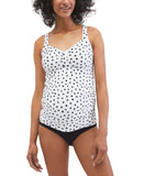 Motherhood Maternity Swim Top Tankini with Racerback White / Black Dot S