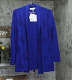 Kasper Womens Open Front Pointelle Pattern Knit Sweater Cardigan 10920021 Blue S