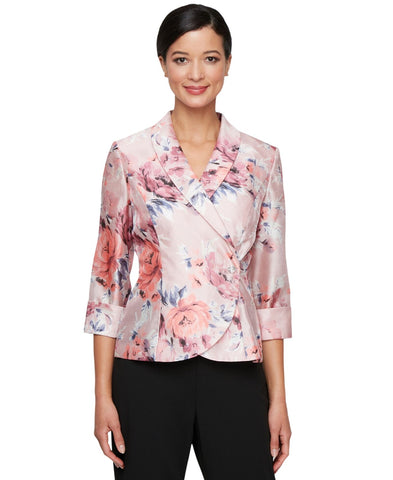 Alex Evenings Floral Printed 3/4 Sleeve Top Pullover Pink Blush / Multi SP