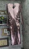 Nina Parker Shimmer Ruched Evening Gown Pink Brown Multi 0X