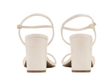 Anne Klein Beata Square Toe Dress Sandals Block Heel Bone Crinkle Off White 9M