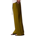 Calvin Klein Womens Drawstring Wide-Leg Pants 44B932G Dark Leaves Green L