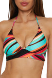 Trina Turk Womens Padded Swoop Reversible Bikini Swim Top 3673155 Pink Multi 8