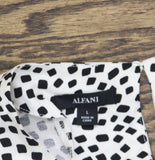 Alfani Tie Waist Puff Sleeve Top 100142312MS White / Black L