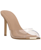 INC International Concepts Amra Dress Slide Sandals Heeled Clear Vinyl Brown 6M