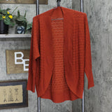 Womens Knit Long Sleeve Open Front Cardigan Sweater Red Orange See Measurements