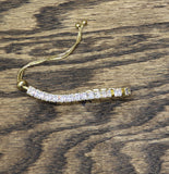 Interlocking Slider Adjustable Tennis Bracelet Gold / Clear