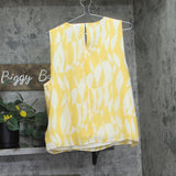 Calvin Klein Womens Printed Chiffon Sleeveless Top Lemon Amber Yellow Multi XL