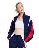 Reebok Womens Pocket Nylon Track Jacket IU0779 Vector Navy Blue XS