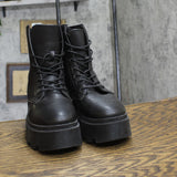 Rouge Helium Womens Lace Up Combat Boots Black 9M