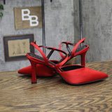 A New Day Womens Rosemary Heels Satin Strappy 94646859 Red 9M