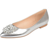 Journee Collection Width Slip On Pointed Toe Ballet Dress Flats Silver Gray 5.5W