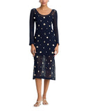 Aqua Womens Seashell Accent Treasure Crocheted Midi Dress IDO12968 Navy Blue XL
