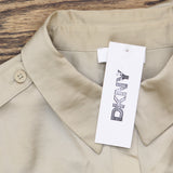 DKNY Womens Long Sleeve Point Collar Pocket Shirt UG4TT666 Trench Brown XS