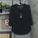 Jones New York Womens Petite V-Neck 34-Sleeves Print Top 10894066 Black Multi PS